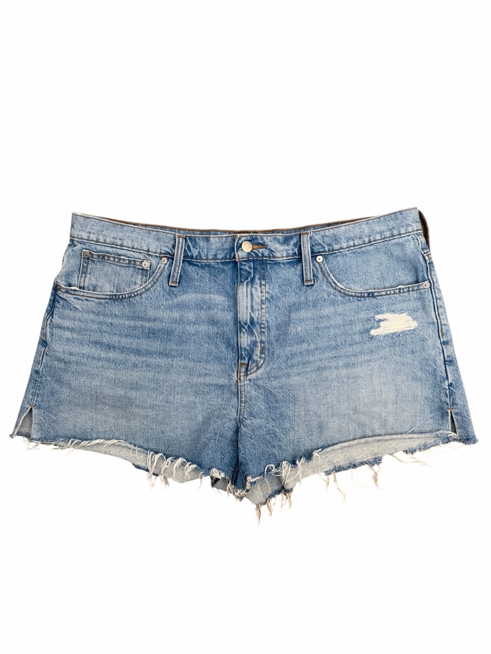 Madewell Relaxed Denim Shorts Size 33 Distressed Raw Hem Light Wash Jean Shorts